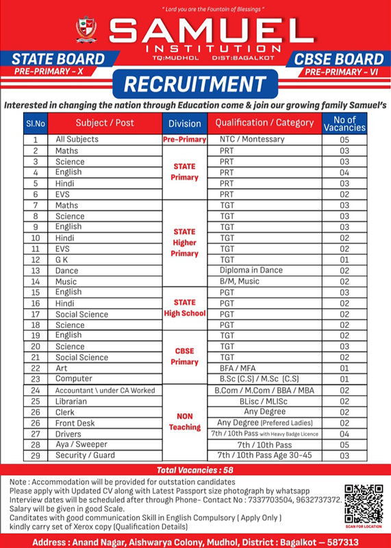 Apply Job in Samuel Institution